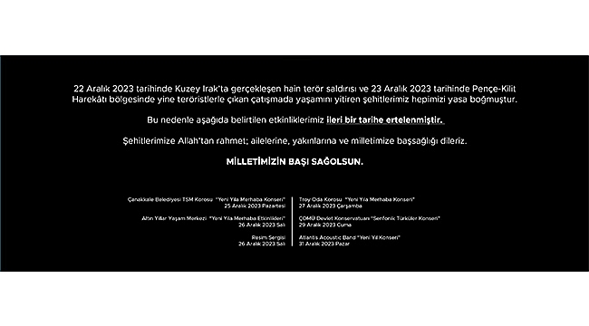 TÜM ETKİNLİKLER ERTELENDİ!