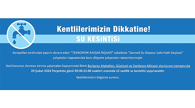 SU KESİNTİSİ DUYURUSU!