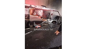 ASSOS-TROYA TÜNELLERİNDE ARAÇ YANGINI