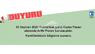 ARİFE PAZARI KURULACAK