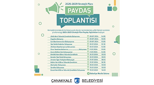 2025-2029 STRATEJİK PLAN PAYDAŞ TOPLANTILARI BAŞLIYOR