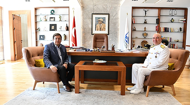 AMFİBİ KOLORDU KOMUTANI TÜMAMİRAL SÖZBİR'DEN BAŞKAN ERKEK'E ZİYARET