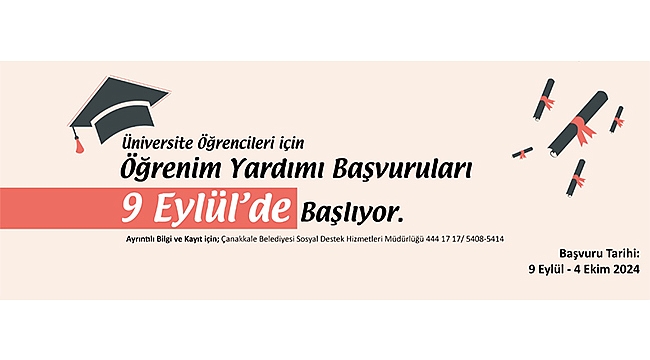 ÖĞRENİM YARDIMI BAŞVURULARI 9 EYLÜL'DE BAŞLIYOR