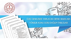 ÜLKE GENELİ ORTAK SINAVLARA YÖNELİK KONU SORU DAĞILIM TABLOLARI YAYIMLANDI