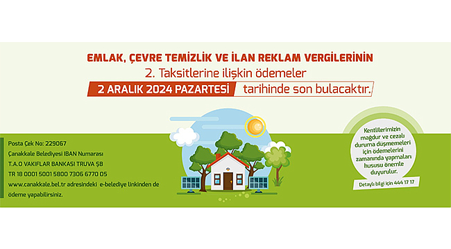 ÇANAKKALE BELEDİYESİ'NDEN DUYURU