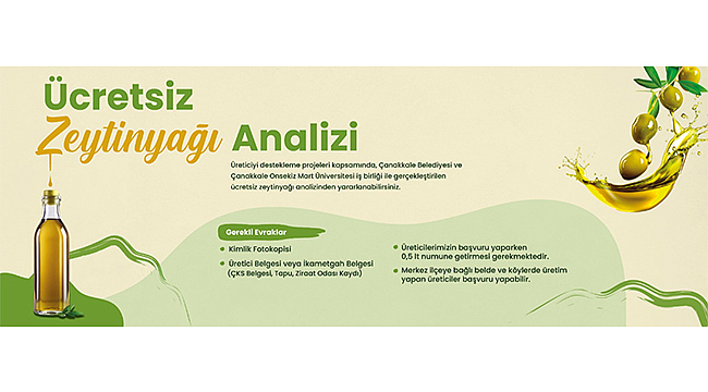 ÜCRETSİZ ZEYTİNYAĞI ANALİZİ