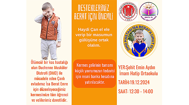 ÇAN'IN EVLADI İSA BERAT İÇİN KERMES DÜZENLENİYOR 