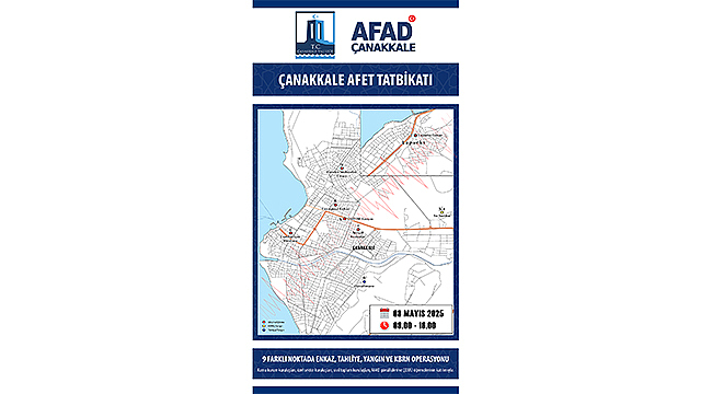 ÇANAKKALE'DE 8 MAYIS'TA GENİŞ KATILIMLI AFET TATBİKATI YAPILACAK