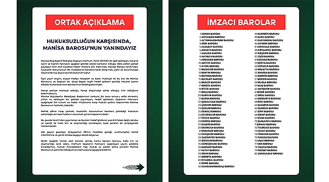 ÇANAKKALE BAROSU'NDAN MANİSA BAROSU'NA TAM DESTEK