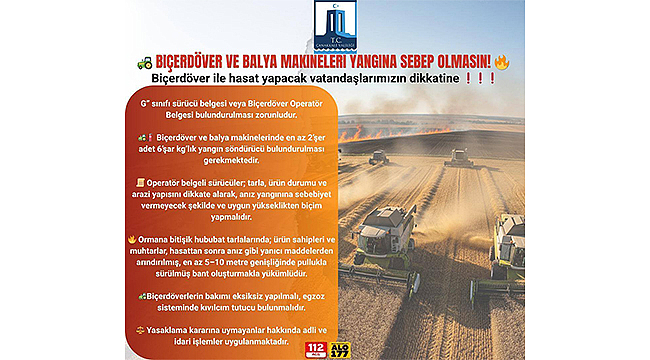 ÇANAKKALE VALİLİĞİNDEN YANGIN UYARISI!