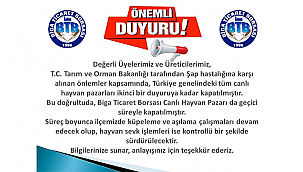 ALARM VERİLDİ, HAYVAN PAZARLARI KAPATILDI!