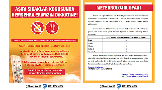 AŞIRI SICAKLAR KONUSUNDA HEMŞEHRİLERİMİZİN DİKKATİNE!