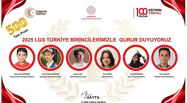 ÇANAKKALE'DEN LGS'DE 6 TÜRKİYE BİRİNCİSİ