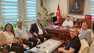 BAŞKAN SEMİZOĞLU VE ÇTB BAŞKANI DENİZ'DEN AYVACIK KAYMAKAMI KARALİ'YE ZİYARET