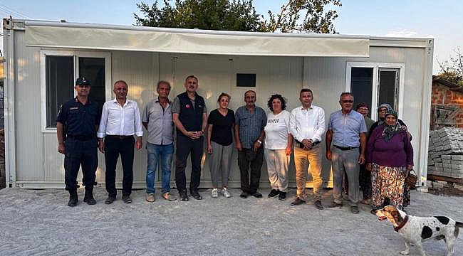 SAÇAKLI KÖYÜ'NDE YANGINDAN ETKİLENEN VATANDAŞLARA KONTEYNER DESTEĞİ
