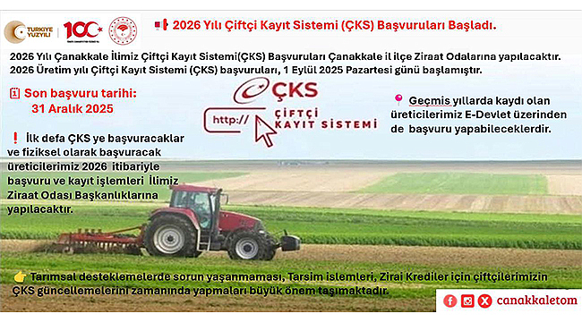 ÇANAKKALE'DE 2026 YILI ÇKS BAŞVURULARI BAŞLADI