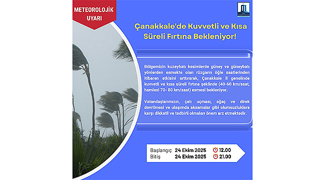 ÇANAKKALE'DE KUVVETLİ FIRTINA!