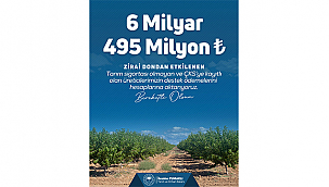ZİRAİ DONDAN ETKİLENEN ÜRETİCİLERE 6,5 MİLYAR TL DESTEK 