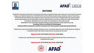AFAD’DAN ÖNEMLİ DUYURU!