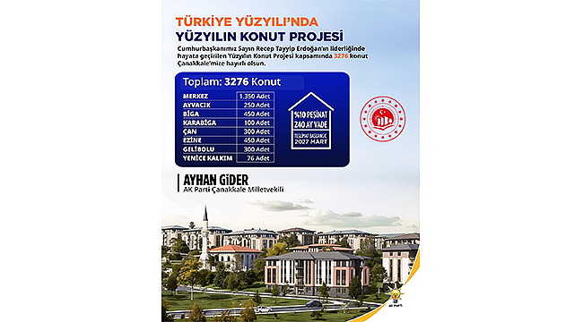 AYHAN GİDER: "YÜZYILIN KONUT PROJESİ ÇANAKKALE'YE GÜÇ KATACAK"