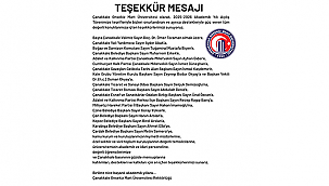 ÇOMÜ'DEN TEŞEKKÜR MESAJI