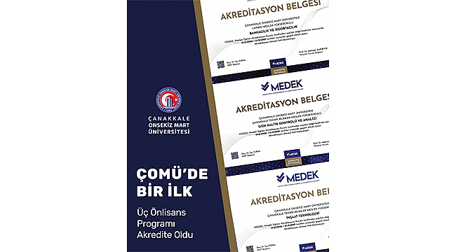 ÇOMÜ'DE BİR İLK: ÜÇ ÖNLİSANS PROGRAMI MEDEK TARAFINDAN AKREDİTE EDİLDİ