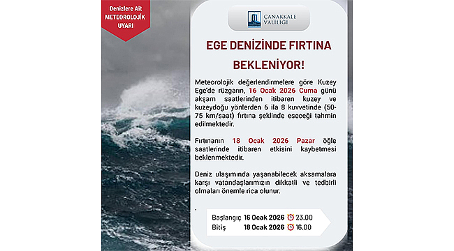 EGE DENİZİ'NDE FIRTINA UYARISI!