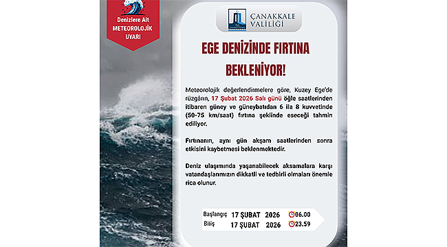 EGE DENİZİ'NDE FIRTINA, ÇANAKKALE'DE KUVVETLİ SAĞANAK UYARISI