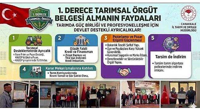 TARIMSAL AMAÇLI ÖRGÜTLERİN 2026 YILI DERECELENDİRME BAŞVURULARI BAŞLIYOR! 