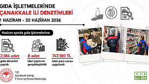 ÇANAKKALE'DE HAZİRAN AYINDA 2 BİN 184 GIDA DENETİMİ YAPILDI