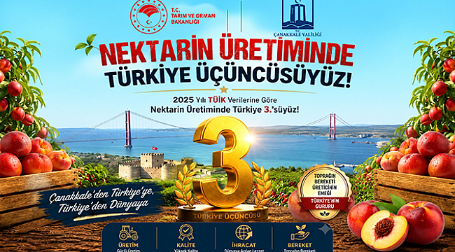 ÇANAKKALE, NEKTARİN ÜRETİMİNDE TÜRKİYE ÜÇÜNCÜSÜ