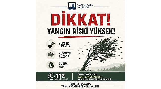 ÇANAKKALE VALİLİĞİNDEN KUVVETLİ RÜZGÂR UYARISI!