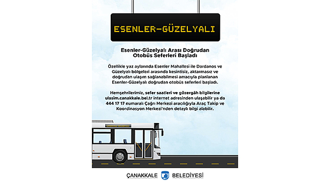 ESENLER-GÜZELYALI ARASI DOĞRUDAN OTOBÜS SEFERLERİ BAŞLADI