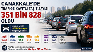 ÇANAKKALE'DE TRAFİĞE KAYITLI ARAÇ SAYISI 351 BİN 828'E ULAŞTI