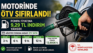 MOTORİNDE ÖTV SIFIRLANDI: POMPA FİYATINA 9,29 TL İNDİRİM