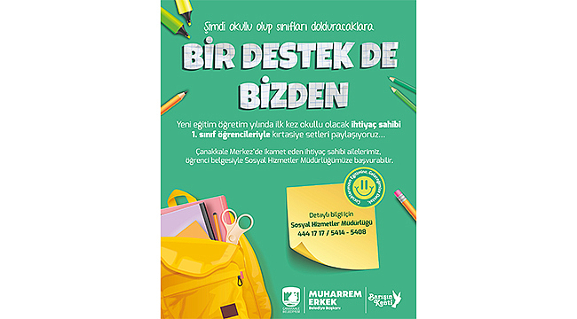 BİRİNCİ SINIF ÖĞRENCİLERİNE KIRTASİYE DESTEĞİ