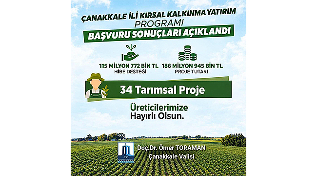 ÇANAKKALE'DE 34 KIRSAL KALKINMA PROJESİNE ONAY