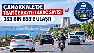 ÇANAKKALE'DE ARAÇ SAYISI 353 BİN 853'E ULAŞTI
