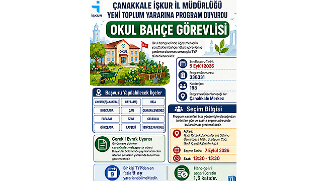 ÇANAKKALE'DE OKULLARA 198 BAHÇE GÖREVLİSİ ALINACAK