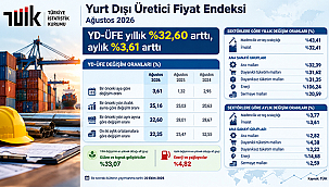 YD-ÜFE AĞUSTOS'TA YÜZDE 32,60 ARTTI