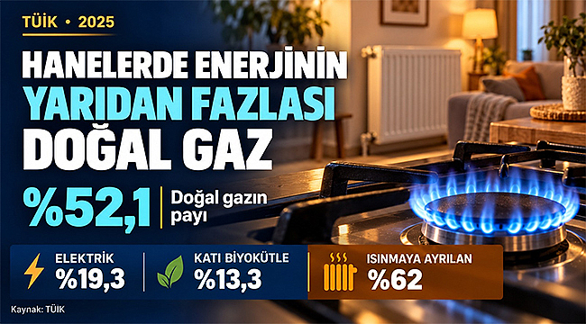 HANELERDE ENERJİ TÜKETİMİNİN YARIDAN FAZLASI DOĞAL GAZ