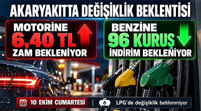 MOTORİNE 6,40 LİRA ZAM, BENZİNE İNDİRİM BEKLENİYOR
